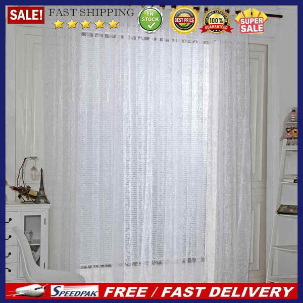 Leaves Printed Translucent Curtains Home Windows Tulle Sheer Drapes White