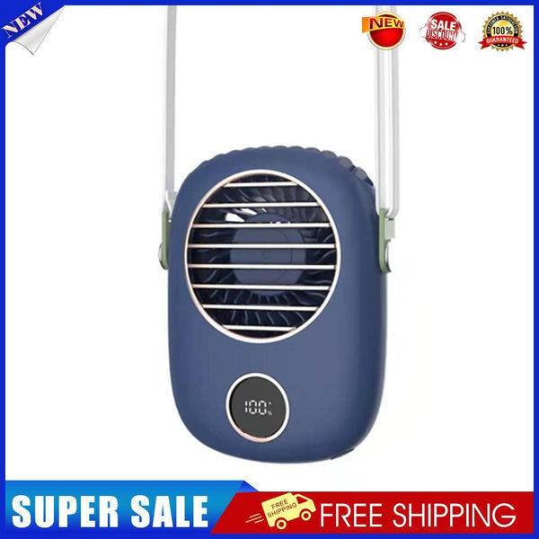Bladeless Neck Digital Fan Silent Sport Travel Personal Desktop Fan (Blue)