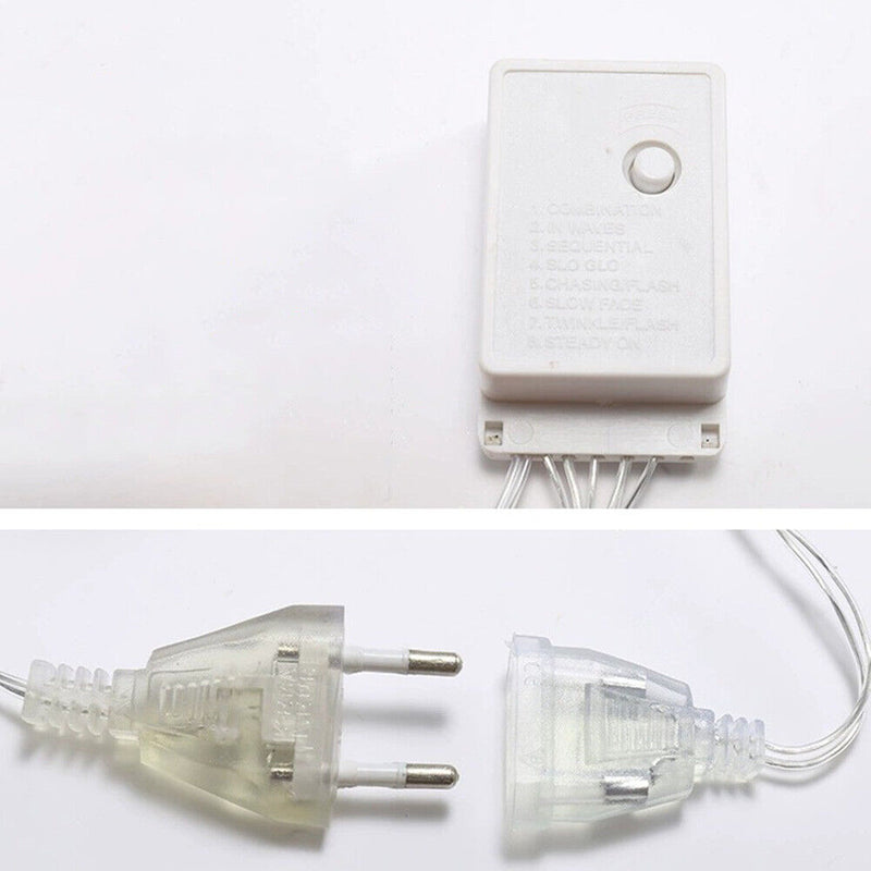 4m LED Snowflake Icicle Lamp Curtain String Lights Christmas Decor (EU CW) Newly