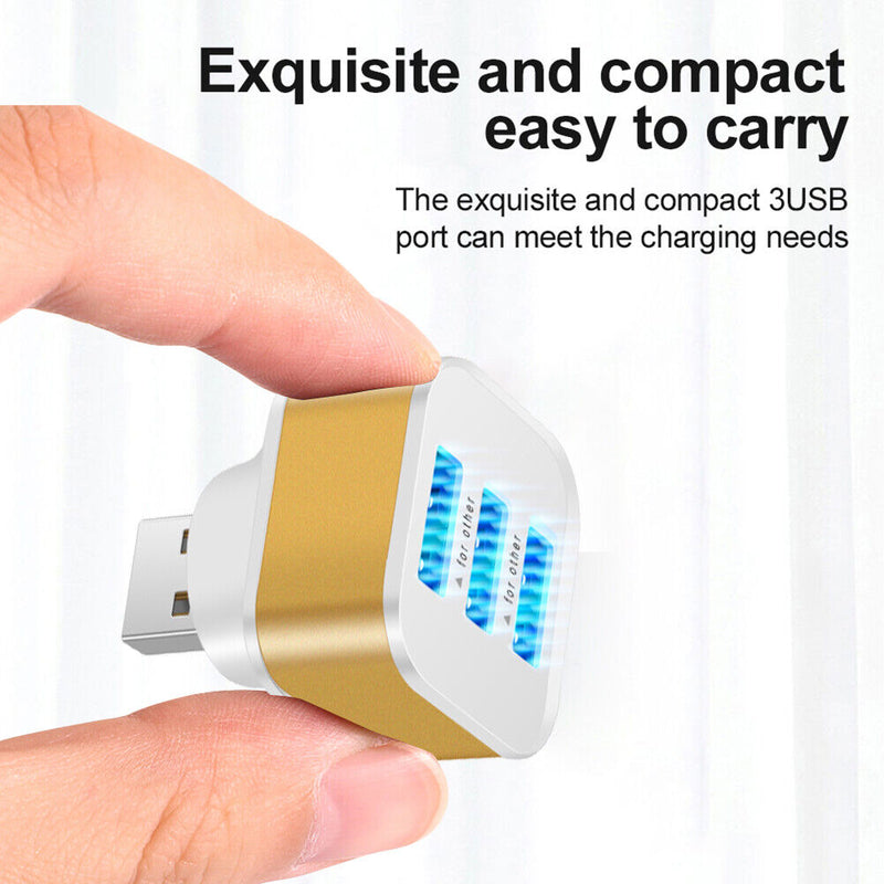 USB2.0 HUB Quick Charge 3-Port USB Splitter Mobile Phone Chargers Wall Adapter