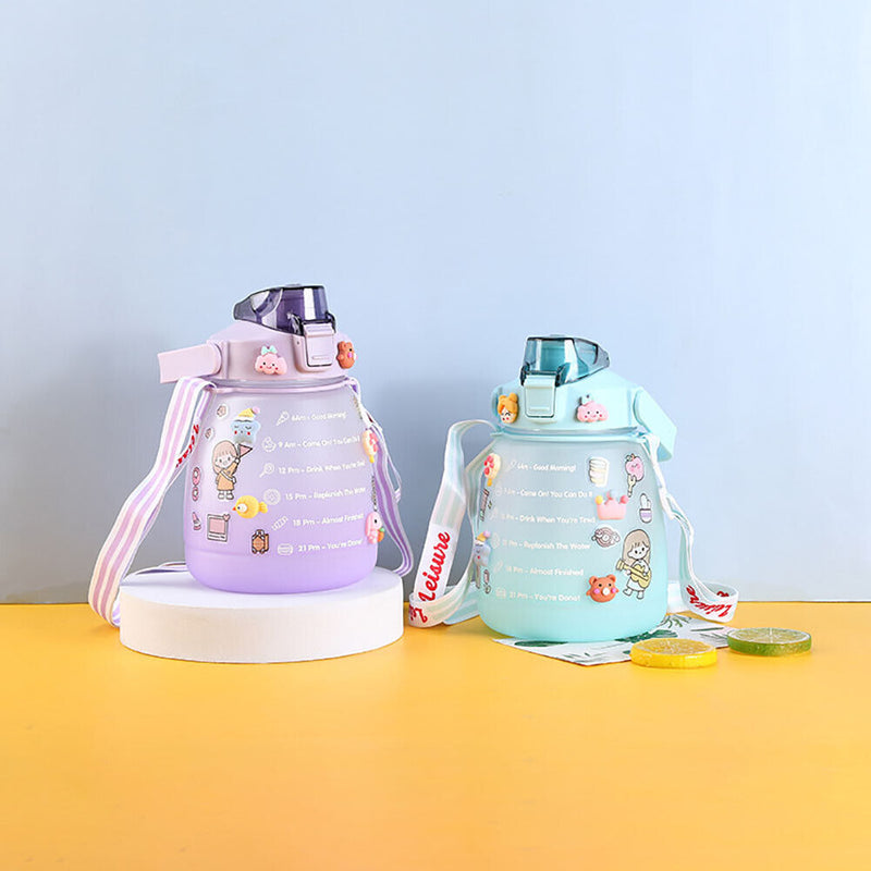 Transparent Outdoor Drinking Cups Kettle Mug Plastic Cute Popsicle Straw Cup
