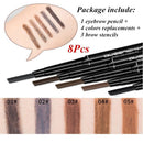 3 Pcs Eyebrow Stencils Eyebrow Pencil With 5 Colors Refill Lead Brow Tattoo Pen