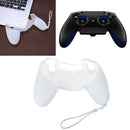 Silicone Non-Slip Grip Cover Case for PS4 Controller with Lanyard(White)