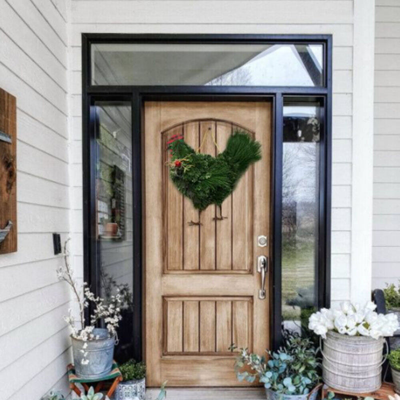 Christmas Rooster Chicken Wreath Green Rooster Wreath for Front Door Wreath DIY