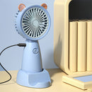 Mini Portable Fan Cute Cat USB Rechargeable Pocket Handheld Cooler (Blue)