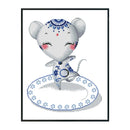 Partial Embroidery Stamped Porcelain Zodiac Mouse 14CT DIY Cross Stitch Kit Gift