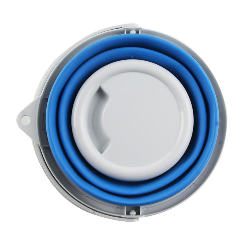 5L Folding Bucket with Cover Portable Car Wash Fishing Bucket (Blue)