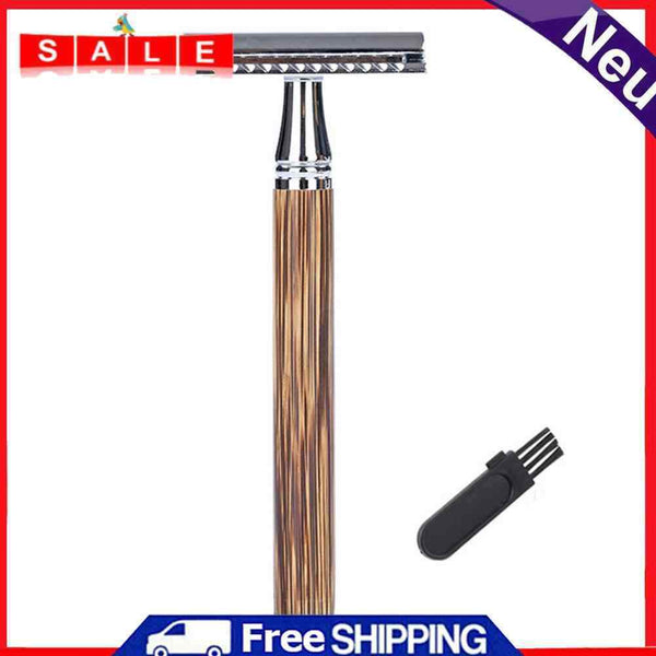 Long Bamboo Handle Safety Men Shaving Beard Razor Portable Travel Edged Shaver