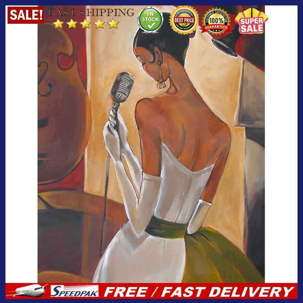 Women Singer Wear Dress Paint By Number Frameless Hand Painted Oil Picture DIY
