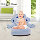 Crown Baby Sofa Cover Learn To Sit Plush Seat Case w/o Filler (Light Blue)
