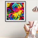 5D DIY Full Drill Round Shape Rainbow Flower Rhinestone Diamond Drawing Kit