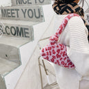 Women Plush Money Purse Retro Animal Pattern Underarm Handbag Plush Shoulder Bag
