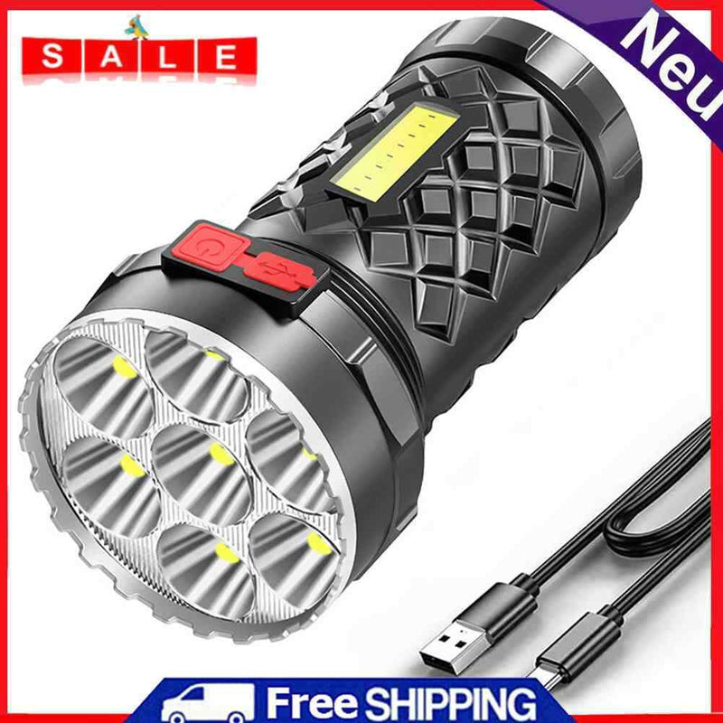 USB Rechargeable 7LED+COB Flashlight Camping Hiking 400LM Spotlight Lamp Light