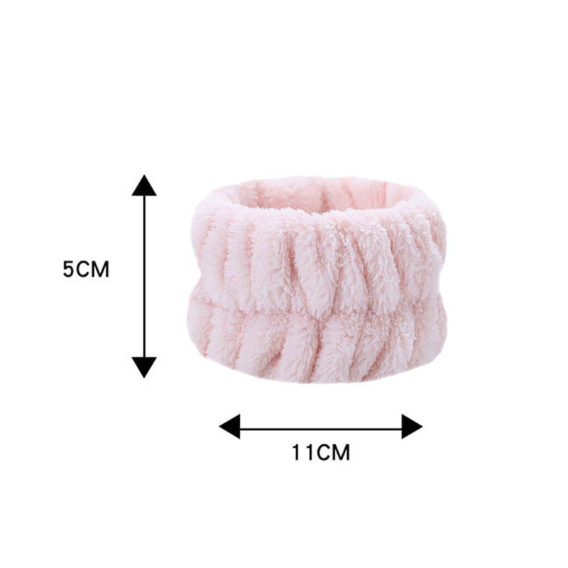 2pcs Absorbent Sweatband Flannel Waterproof for Washing Face (Light Pink)