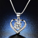 Wedding Crystal Pendant Necklace Eternal Love Heart Cubic Zirconia Neck Chain
