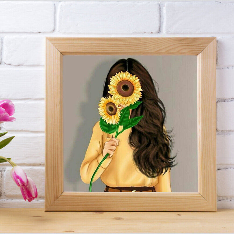 5D Diamond Painting Kit Sunflower Girl Full Round Drill DIY Mosaic Picture