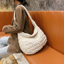 Large Capacity Shoulder Bag Solid Lattice Color Handbag Women Eiderdown Satchels