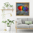 Oil Paint By Numbers Colorful Bird Frameless Picture Craft Kit for Living R