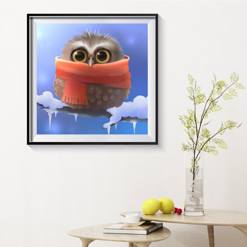 Big-eyed Owl Frameless Picture Oil Paint By Numbers Hand Painted Picture Decor