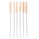 6 Stück Edelstahl BBQ Spieße Bratstangen Nadel Eiche Gabeln Lagerfeuer
