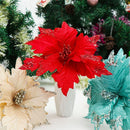 Home Decoration Poinsettia Xmas Gift Glitter Ornament Christmas Tree Flowers