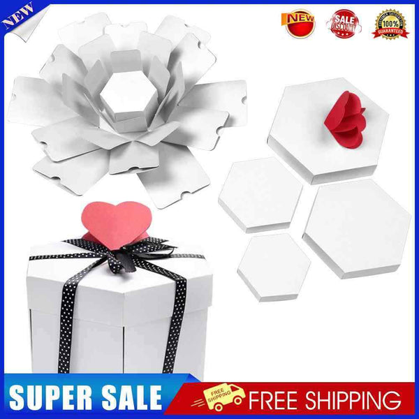 3pcs Explosion Box Hexagonal DIY Photo Album Scrapbooking Box Gift(White)