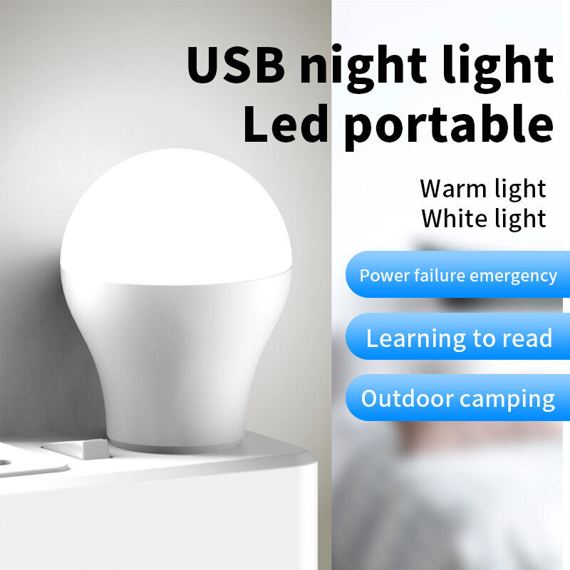 USB Night Bulb Portable Small Book Lamps LED Reading Light (White Light) Newly