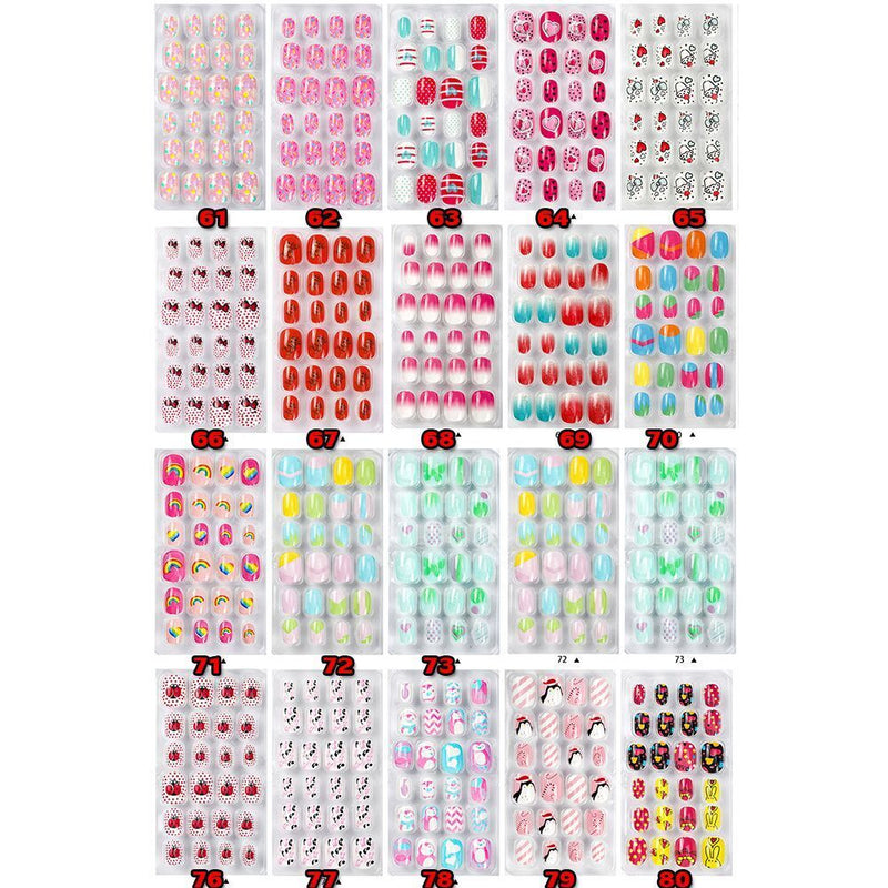 Design Halloween Christmas Full Cover Self Adhesive Kids False Nails Press On