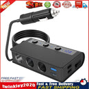 Cigarette Lighter 3 Socket 180W DC Power Adapter USB Car Charger (Black) Newly