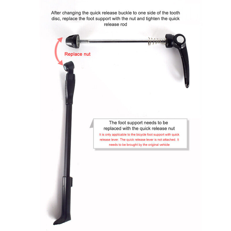 MTB Road Bike Quick Release Kickstand Adjustable Parking Stand Rack (Black)