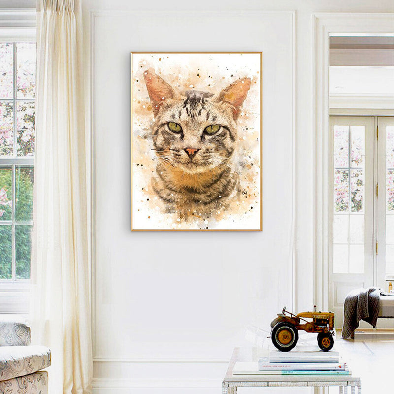 Cat Oil Paint By Numbers DIY Handpainted on Canvas Wall Art Picture Crafts