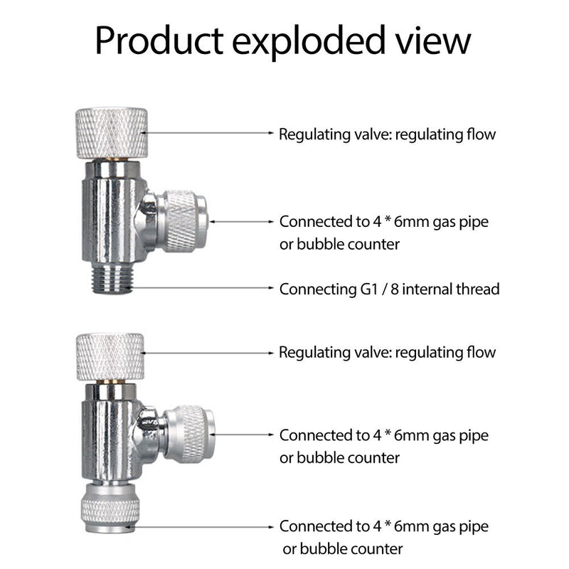 CO2 Trimming Valve Aquarium Dioxide Bubble Valve Regulator Refiner (Double)