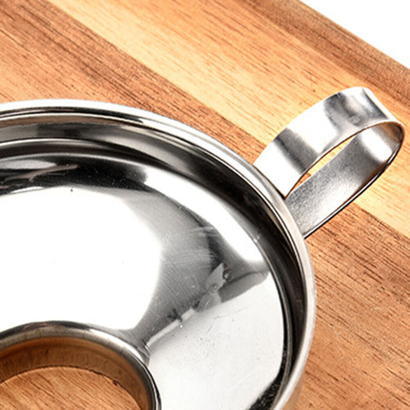 Wide Mouth Liquid Funnel Stainless Steel Canning Flask Hopper Filter (L)