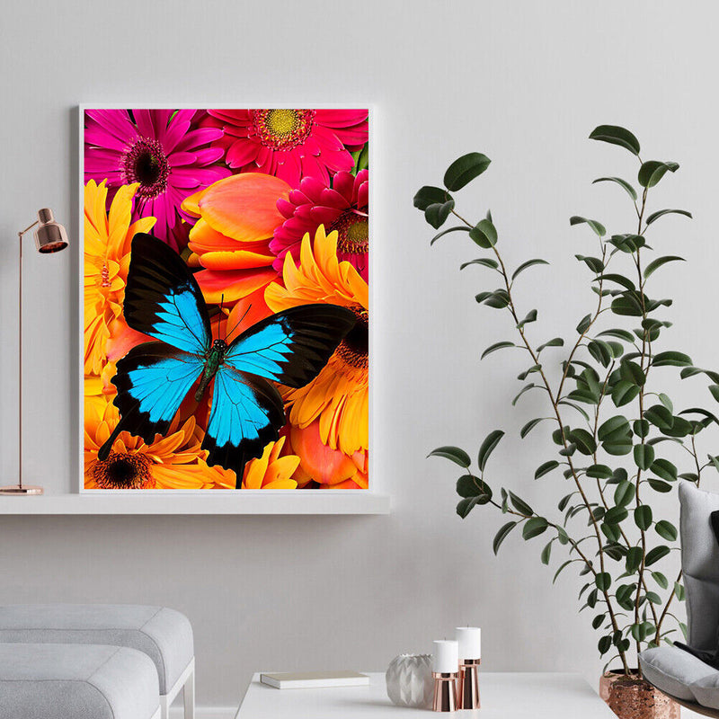 5D DIY Diamond Painting Blue Butterfly Full Round Drill Mosaic Art Picture Kits