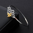 Fashion Women Geometric Honeycomb Bangle Bee Pendant Charm Bracelet Jewelry