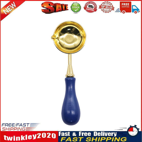 Sealing Wax Spoon Solid Wood Retro Wax Decorative Stamp Craft (Dark Blue) Newly