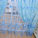 Tulip Flower Yarn Sheer Window Curtain Scarf Drapes for Bedroom (Blue) Newly