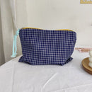 Fashion Women Plaid Printing Small Handbags Cosmetic Storage Bags (Blue)