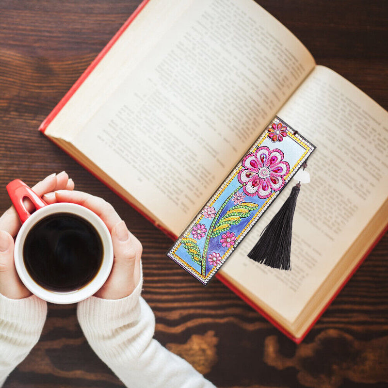 DIY Special Shaped Diamond Painting Cross Stitch Flower Leather Bookmarks Newly