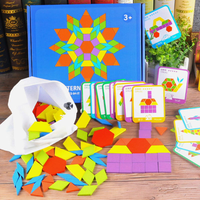 155 Pcs Wooden Jigsaw Puzzle Board Set Colorful Baby Montessori Educational Toys