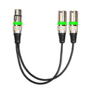3Pin XLR Female to Dual 2 Male Y Splitter 30cm Adapter Cable Wire (Green) Newly