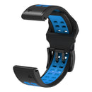 Soft Silicone Sport Band for Garmin Fenix 7/6 Pro/5 22mm Strap (Black Blue)