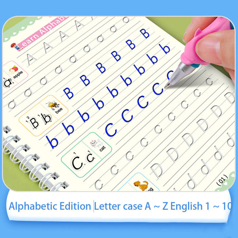 4 Books Calligraphy Handwriting Copybook Set Kids Writing English Lettering