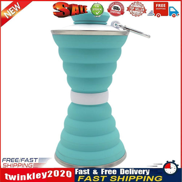 500mL Collapsible Soft Kettle Outdoor Silicone Water Bottle (Light Green) Newly