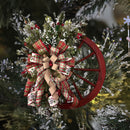 Christmas Red Wagon Wheel Wreath Garland Winter Wreaths with Pine Trees Berries