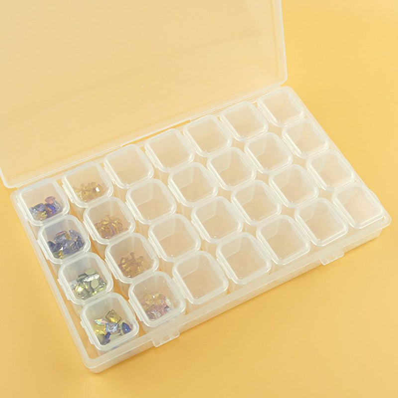 28pcs Nail Art Box Organizer Storage Transparent Jewelry Case Makeup Beauty