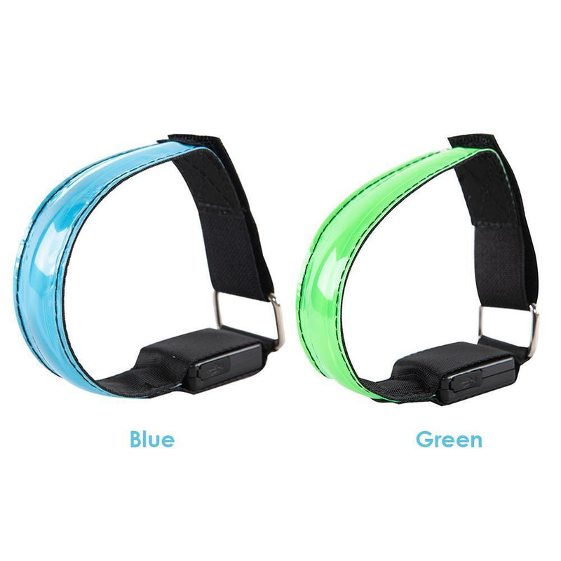 LED Luminous Bracelet Cycling Reflective Warning Wristbands (Green)