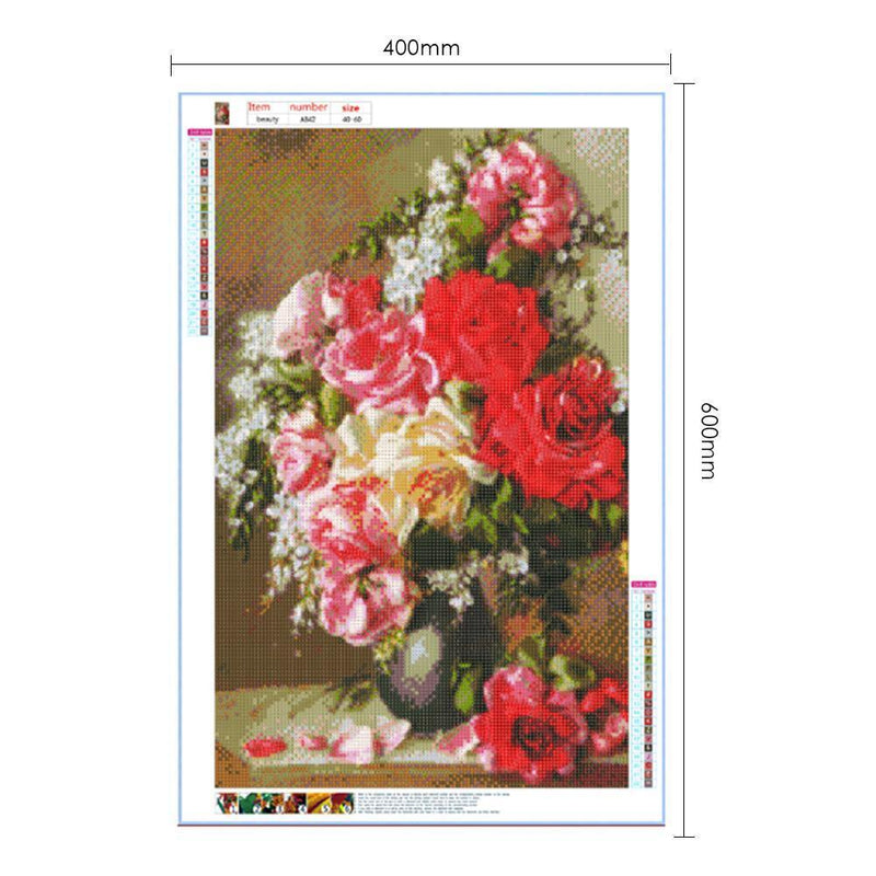 5D DIY Full Drill Diamond Painting Flower Cross Stitch Needlework Round Rhi