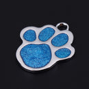 Stainless Steel Glitter Custom Pet Dog Tag Engraved Feet Card(Blue) Newly