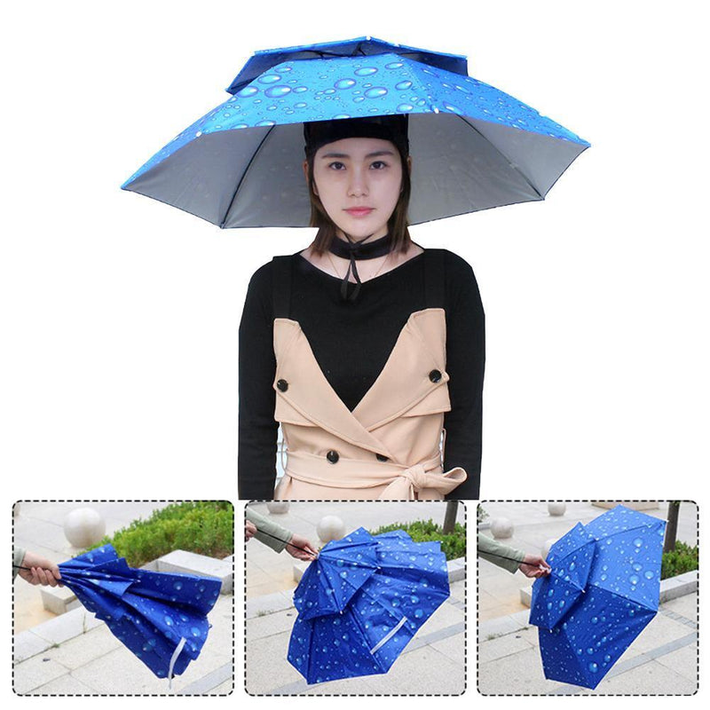 5pcs Foldable Fishing Sunshade Umbrella Hat UV Protection Cap (Blue)